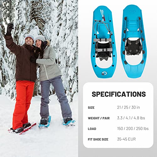 G2 23 Inch Mountain Terrain Snowshoes, with Improved Extended Crampon, EVA Foam Padded, Flexible Pivot Bar, Tote Bag, Blue - Thumbnail 6