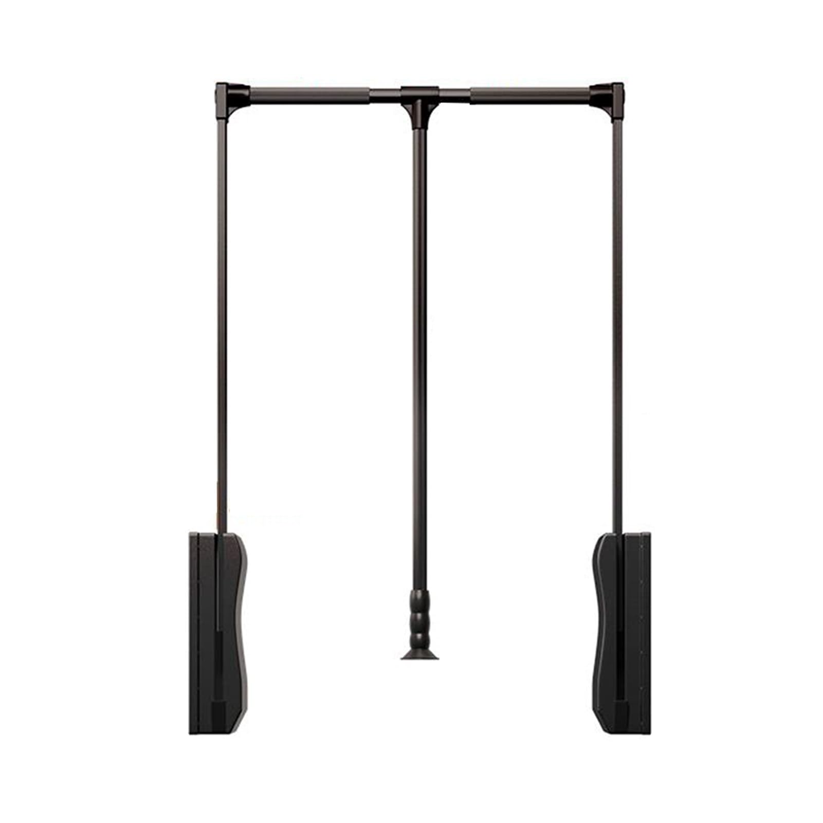 GTHTUHFD Adjustable Pull Down Closet Rod, 520-1250Mm Clothes Hanger Rail, Wardrobe Organizer With Soft Return, Heavy-Duty 15Kg Capacity, Space-Saving Solution Black-550-700mm