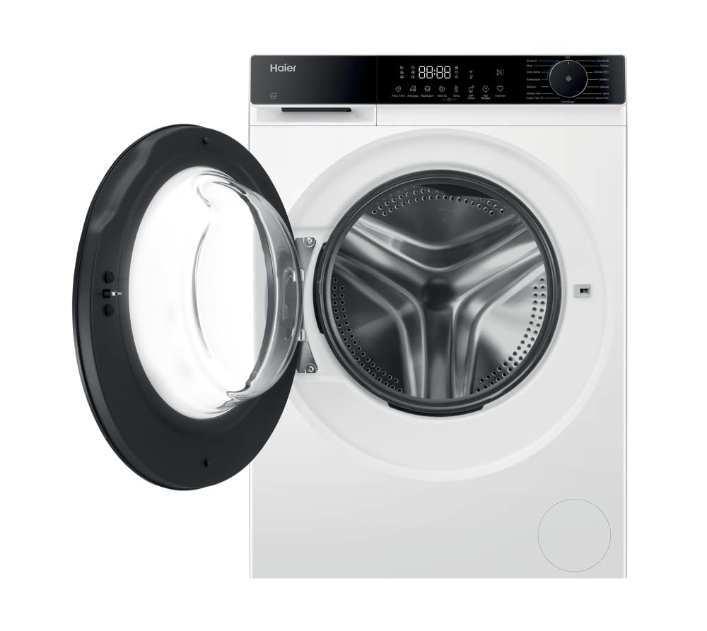 Haier X Serie 5 Lavatrice 9 Kg, Libera Installazione, Carica Frontale, Classe A-25%, 1400 Giri, Smart AI Cycle, Ciclo Refresh a Vapore, Wi-Fi con App hOn, 85x60x55.9 cm, Bianca – HW90-BP14357U-IT
