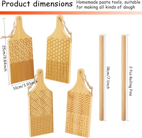4 Stück Holz Pasta Maker Gnocchi Board Schnell Gnocchi Stripper und Paddel Hausgemachte Pasta Garganelli Spaghetti Maker Werkzeug für Pasta Maker Küche Geschenkideen