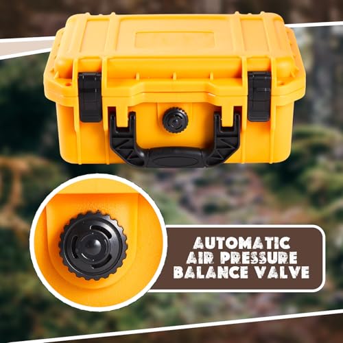 Image of Relaxweex 1 Pcs Waterproof Hard Case with DIY Customizable Foam Insert Portable Protective Case with Knife for Camera Drones Equipments Tools Test Instruments(Yellow,14.3 x 11.4 x 4.5 Inch)