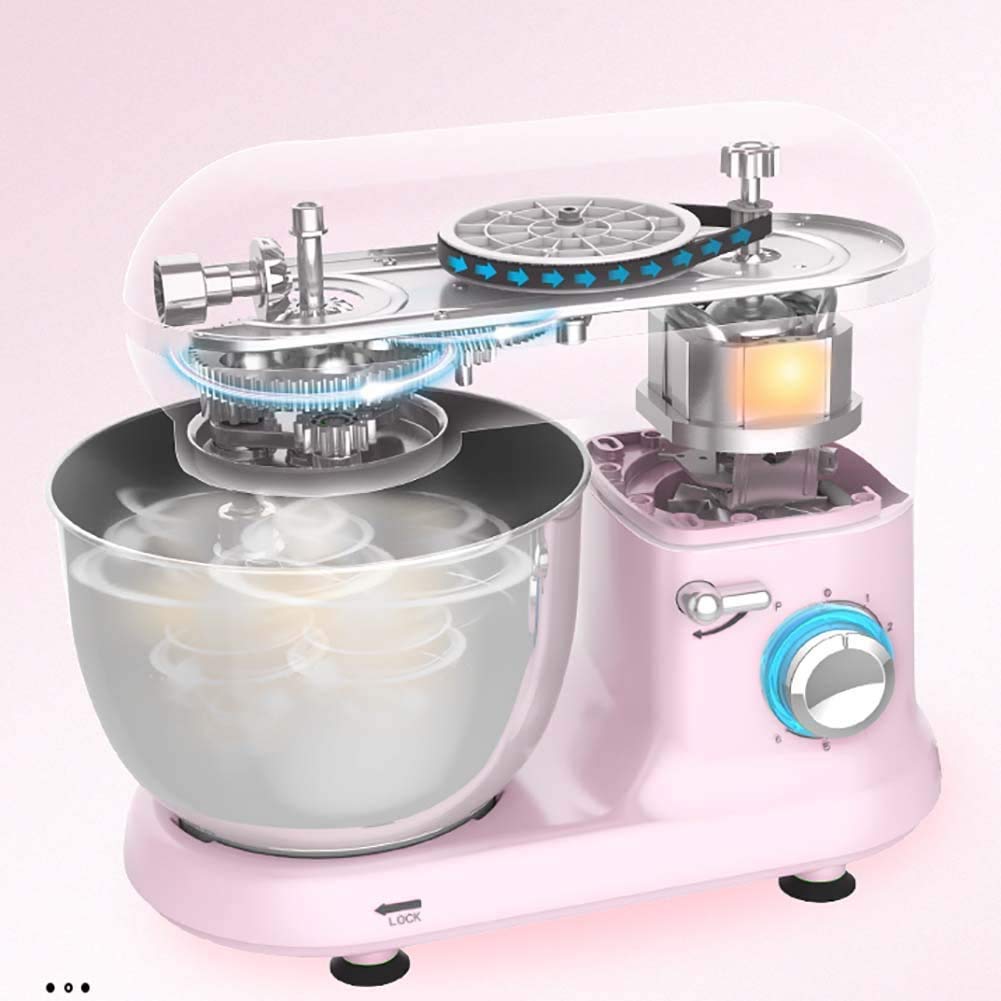 Mixer da Tavolo, Ciotola in Acciaio Inossidabile da 5,5 L, Robot da Cucina elettrici a 6 velocità da 800 W, Robot da Cucina con Gancio per impastare, Oro