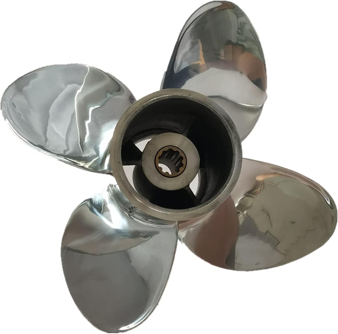 CAPTAIN 4 Blade Propeller Fit Evinrude/Johnson Outboard Engine 15hp 20hp 25hp 30hp 35hp 14 Tooth Spline Steel Stainless