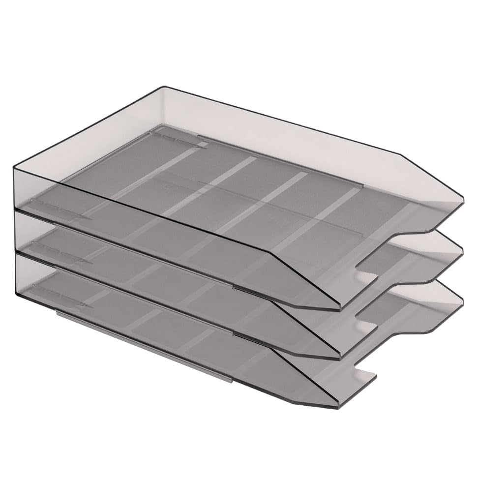Corbeille à courrier empilable à 3 niveaux Acrimet en plastique fumé format A4