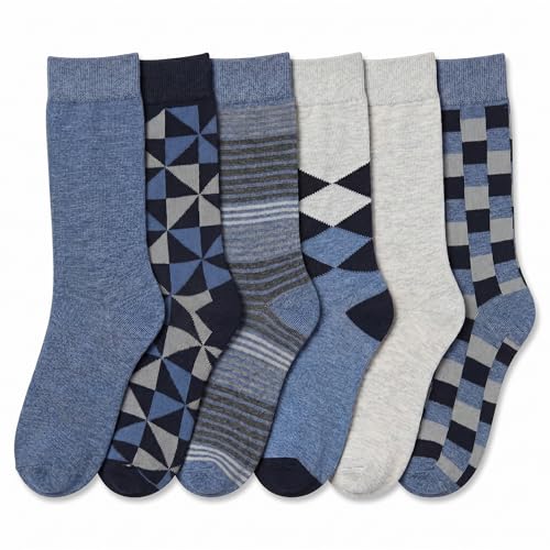 Image of Tipi Toe Women's 6-Pack Funky Crew Socks | Colorful Fun Patterned Novelty Dress Socks, Sizes 9-13