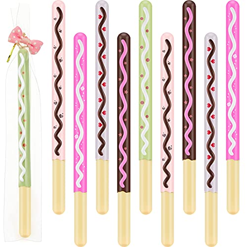 10 Pieces Kawaii Cute Lifelike Biscuit Stick Pens Cookie Stick Gel Ink Pens Black Ink Pens Cookie School Supplies Kawaii Donuts Stationery for Office Notebooks Decorations Students