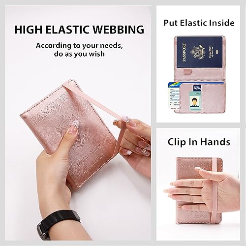 Image of Melsbrinna Premium Leather Passport Holder Covers Case, Waterproof Rfid Blocking Travel Wallet Passport Holder with Pen Holder, Cute Passport Book for Women /Men