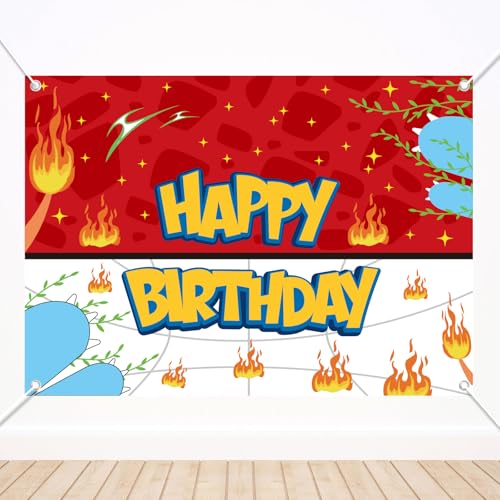 Tinoaly Fondo de Dibujos Animados Feliz Cumpleaños, 210x150cm Grande Rojo Blanco Amarillo Azul Diseño Anime para Cumpleaños Niños Baby Shower Temática Videojuegos Suministros Decoración Fiestas