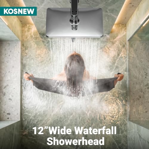 KOSNEW 12" Rainfall Shower Head & Handheld Combo (Chrome Polished) - image 2