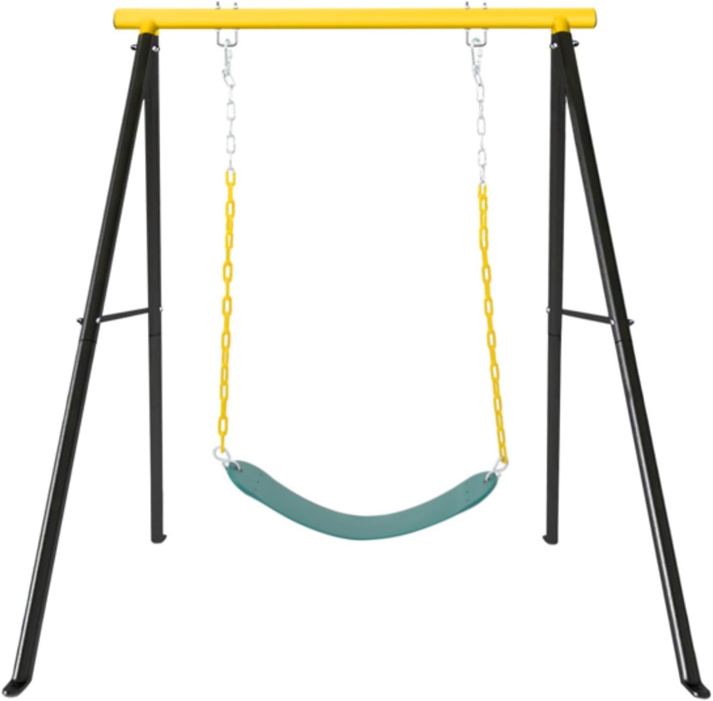 Porch Swing Set, Outdoor Swing, Heavy Duty A-Frame Swing Set, Pre-Drilled Holes, Easy Installation, 550-lb Weight Capacity, Backyard Outdoor Indoor, Yellow and Black