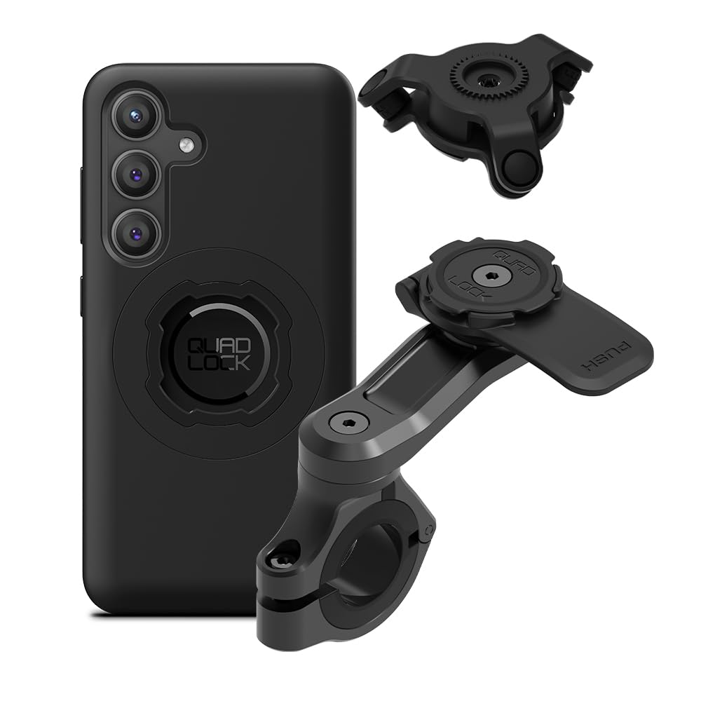 Quad Lock Motorcycle Handlebar Mount PRO Kit with Vibration Dampener and MAG Phone Case for Samsung Galaxy S24