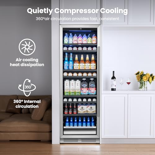 Image of Yeego 24 inch Beverage refrigerator, 378 Cans Drink Cooler Left-hinged