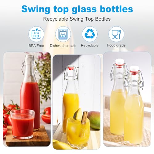 2 Pack Swing Top Glass Bottles 16oz, Flip Top Glass Bottle with Airtight Lid for Fermentation, Kombucha, Mead, Vanilla Extract, Coquito, Vinegar, Beer, Kefir, Wine, Soda, Juice, Oil for Home Brewing - Image 5