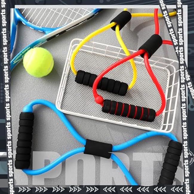 Skylety Figure 8 Fitness Resistance Bands with Handles Set of 5 Exercise Bands for Women Men Rope 8 Word Elastic for Arm and Shoulder Stretch Yoga Gym Fitness Muscle Training Chest Expander