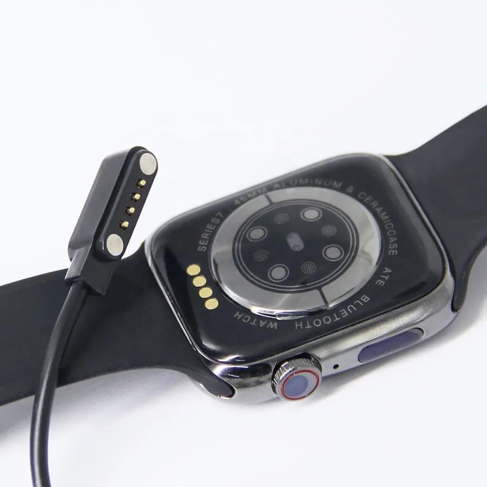 Image of S8 Ultra Smart Watch with 4G SIM Card, USB Cable, Watch Charger Magnetic 4 pin, Watch Charger, 4mm Adapter Length 45 cm for Smart Watch (Charge only)(Black)