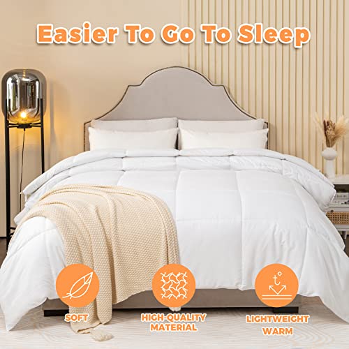 Zmeiju Queen Bedding Comforter Lightweight Bedding Duvets Insert Down Comforter 300 Gsm All Season Quilted Comforters (White, Queen) #TOP2