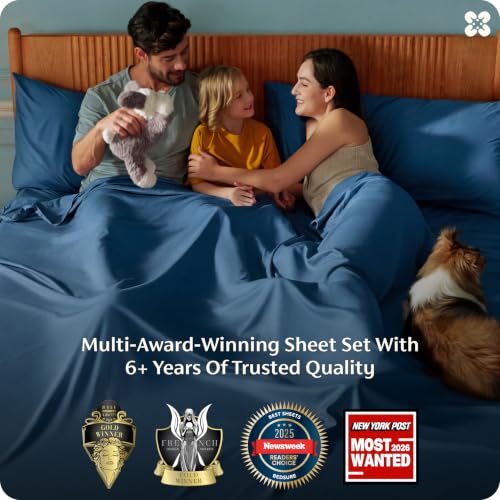 Image of Bedsure Full Size Bed Sheets, Cooling Sheets, Rayon Derived from Bamboo, PureWoven, Breathable & Soft, Deep Pocket Up to 16 Inches, Hotel Luxury Silky Bedding for Hot Sleepers, Teal