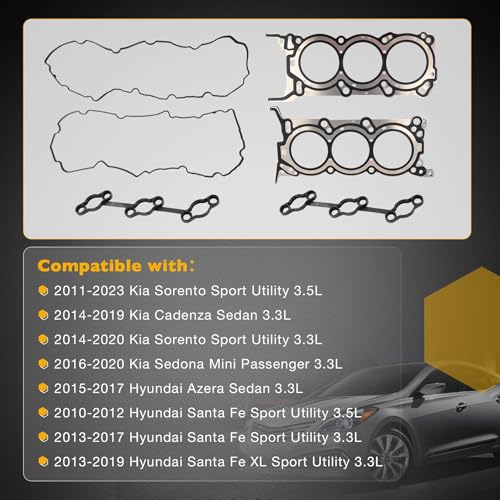 Image of 3.3 3.5 Engine Head Gasket Set, Cylinder Head Gasket Kit, Compatible with 2010-2023 Kia Sorento Cadenza Sedona Hyundai Azera Santa Fe XL, Replaces# 223113CGA0 22311-3CGA5 23113CGB0