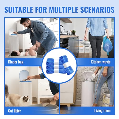 Image of Compatible with Diaper Genie Pails Diaper Pail Refills | 8 Pack Lemon Scent Continuous Liner Rolls for Baby | Leak-Resistant Odor-Control Refill Bags with Flexible Long-Roll Design