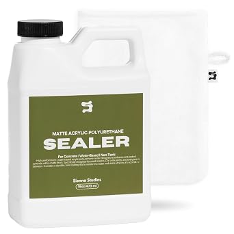 Acrylic-Polyurethane Sealer Starter Kit 16oz Bottle & Microfiber Glove for Concrete & Cement Crafts Matte, Non-Toxic, Water-Resistant Compatible with Jesmonite