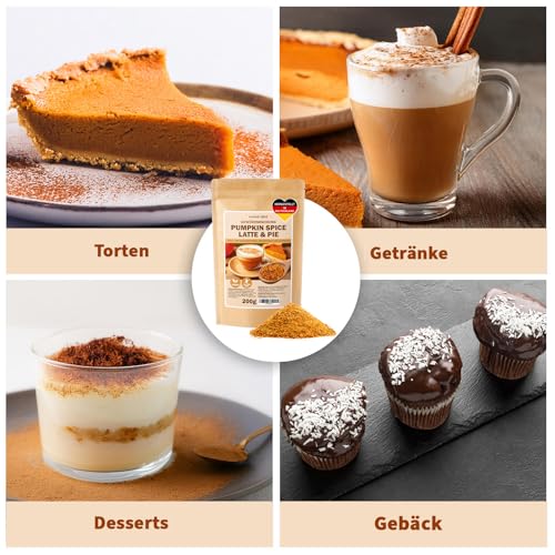 MARKETIFAR Pumpkin Spice Latte - 200g Pumpkin Spice Gewürz - Gewürze mit Zimt, Muskatnuss, Orengenschalen und mehr - Ideal für Torten, Kekse und Getränke - Vegan und Glutenfrei