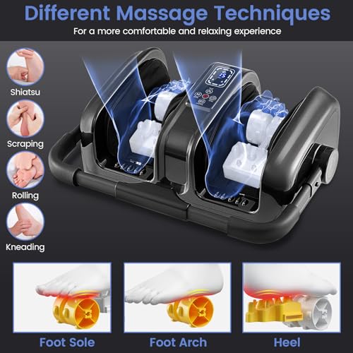 Image of Giantex Foot Massager with Heat and Remote Control, Calf Massager with 3 Massage Settings, Timer, Washable Cover, Adjustable Stand, Foot Massage Machine for Calf Arms Relax, Gift for Women Men(Grey)