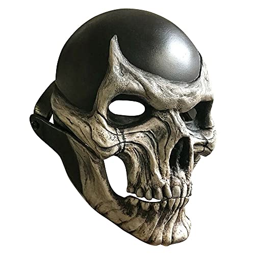 GYQCP Halloween-Helm,Beängstigende, Von Dämonen Heimgesuchte Schädelmaske Lustiger Sensenmann Mit Beweglichem Kinn Festliche Party Im Freien Karneval Cosplay Requisiten Dekoration Cover