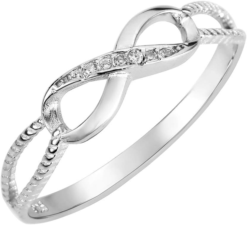 CloseoutWarehouse Cubic Zirconia Designer Aura Infinity Ring Sterling Silver (Comes in Colors)