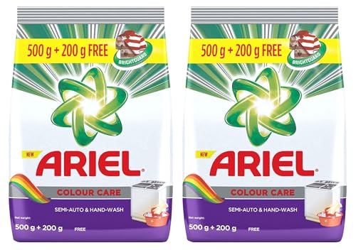 Image of Ariel Colour Detergent Washing Powder - 500 g with Detergent Washing Powder - 200 g (Pack of 2)
