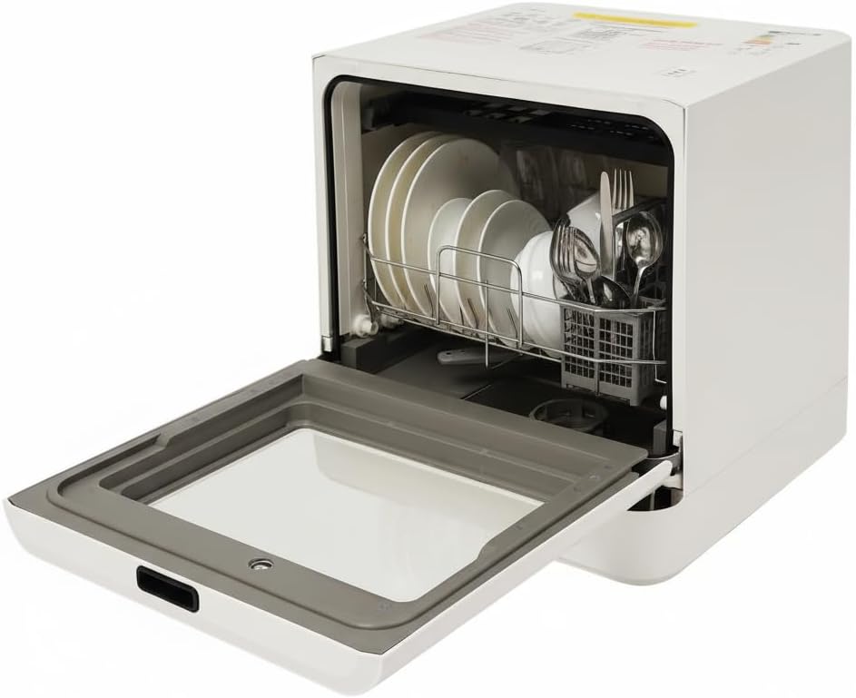 Table Dishwasher Mini Dishwasher with and without Water Connection Portable Dishwasher with 5L Water Tank & 4 Programmes for Homes Camping Motorhomes and Dormitories [Energy Class F]
