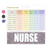 Plifal Nurse Badge Buddy with Pediatric Vital Signs Badge Card - Peds Student Nursing Essentials Accessories for Graduation Work, Colors Horizontal Temperature Weight Check Flash Card Cheat Sheet