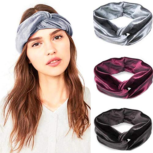 Victray Floral Knotted Headband Cross Head Wrap Wide Turban Hairband for Women and Girls(Pack of 3) (11)