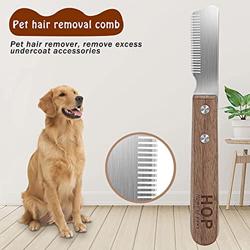 TOTOKA Pet Hair Removal Shedding Comb for Dogs,Solid Wood Pet Comb Grooming Tool for Dog & Cat Long Hair Cat Hair… - Image 4