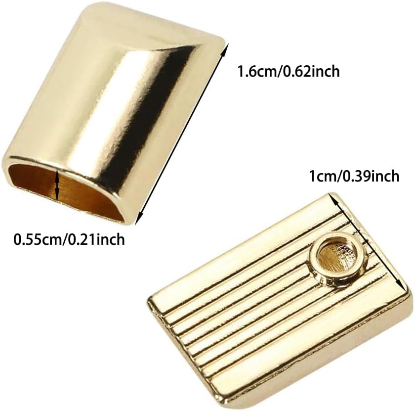 Miniatura 2 de ONLYKXY 20 tapones de metal con cremallera, estilo rectangular, clip de cola con cremallera (dorado claro)