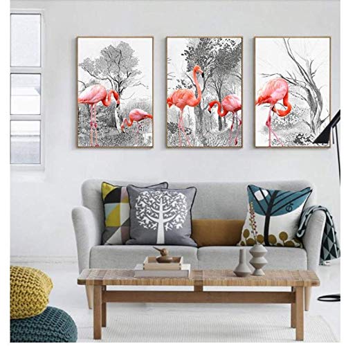 Combinaison peinture forêt flamingo pour habiller un mur vide