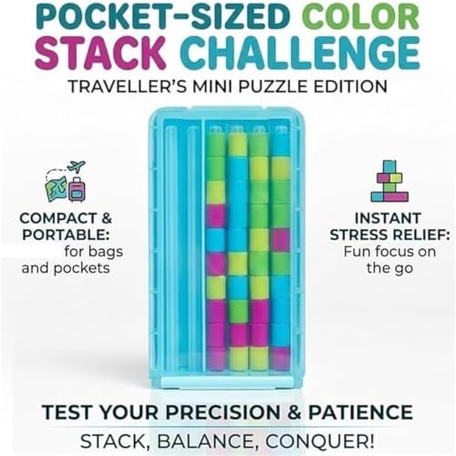 Mini Juego de Viaje Color Stack Challenge para calmar la ansiedad y ejercitar la mente en oficinas 2
