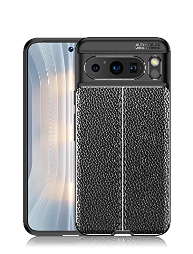 Coque Pixel 8 Pro aspect cuir noir et carbone élégante