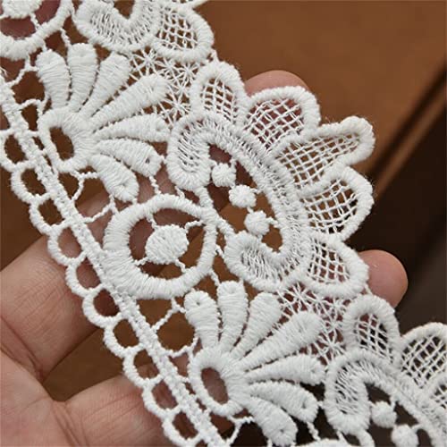 Fleurs brodées 3D en dentelle de coton blanc pour customiser vos robes - 2