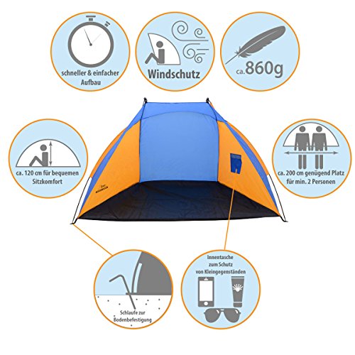 AMANKA Tenda Parasole da Spiaggia 120x210x120cm