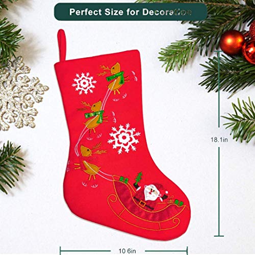 Christmas Stockings, Santa Snowman Reindeer Xmas Stockings Decoration and Party Accessory Lovely Embroidery Pattern for Family Decorations Hanging Ornament for Xmas Holiday Party