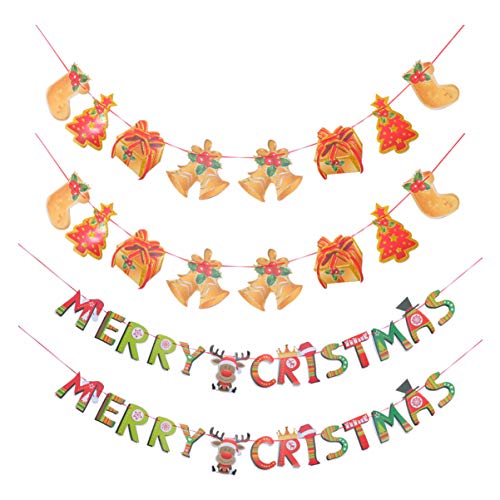 EXCEART 4 Peças de Banner de Feliz Natal Decorações de Natal Banner de Bandeira Puxar Pratos de Pape