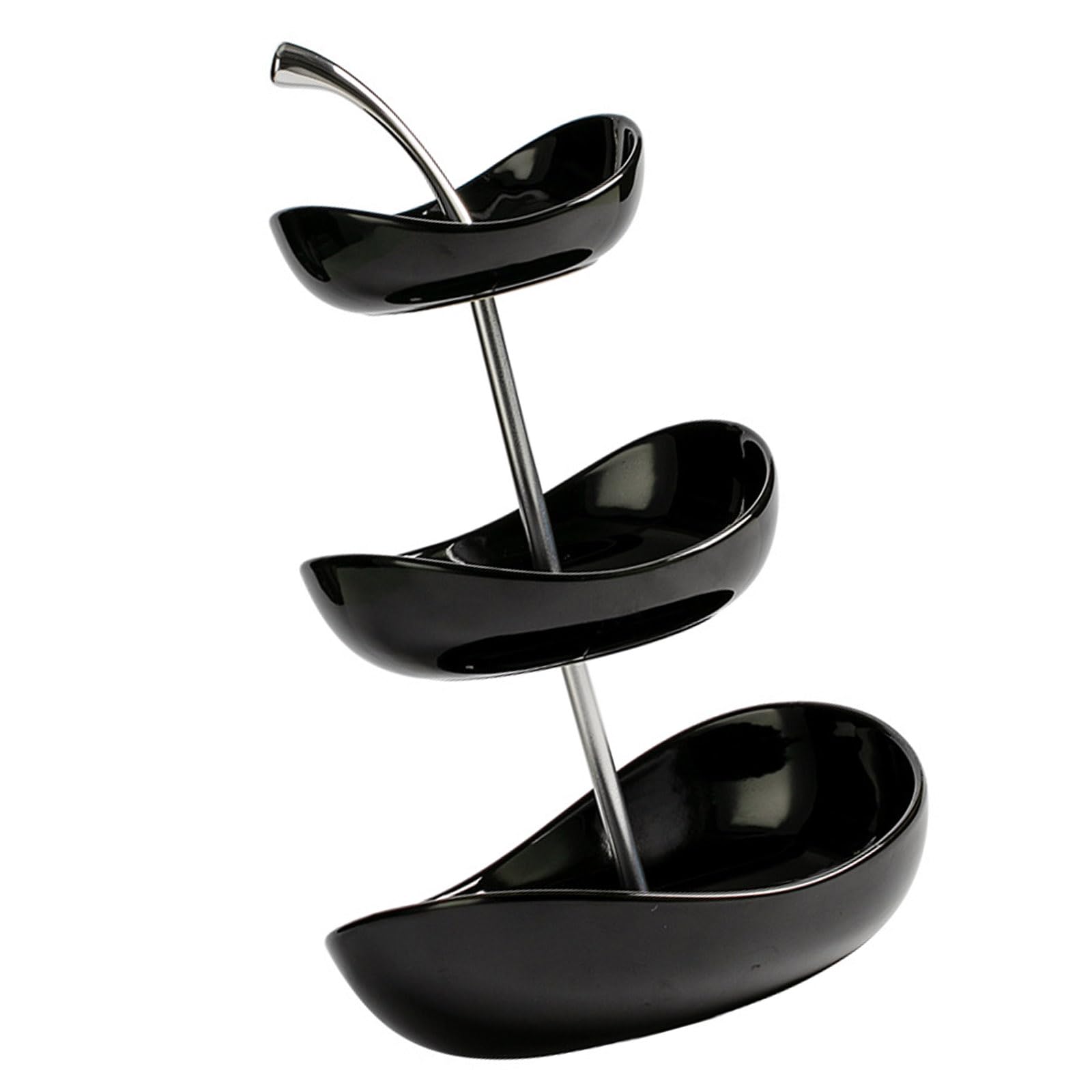 MALSSE Large Multilayer Cherries Themed Snacks Bowl Ceramic and Metal Construction Easy Assembly Without Tool Need for Home Use Multilayer Treat Serving Plate