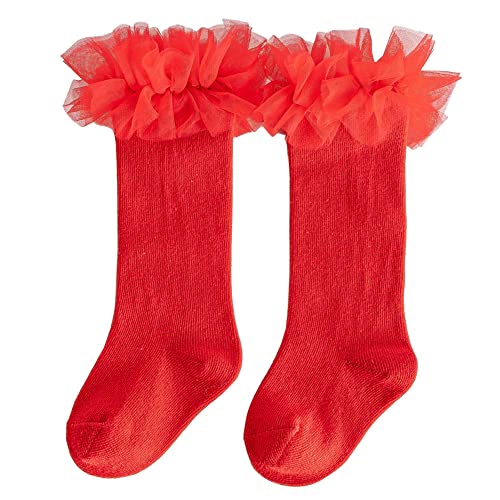 Baby Princess Girls Ruffles Lace Knee High Socks Toddler Cotton Tube Long Stockings Frilly Dress Socks2