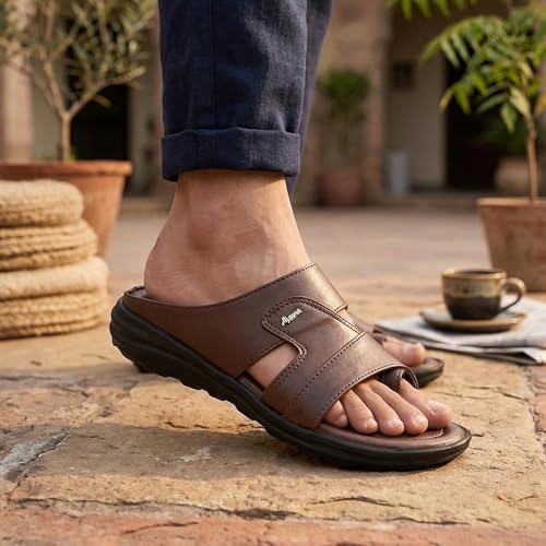 Image of AJANTA Men's Sandals for Men | Casual Walking Office Outdoor Sandals | Lightweight Comfortable Slip-On Footwear for Men | Anti-Skid Travel Daily Wear Open Toe Summer Sandals for Men