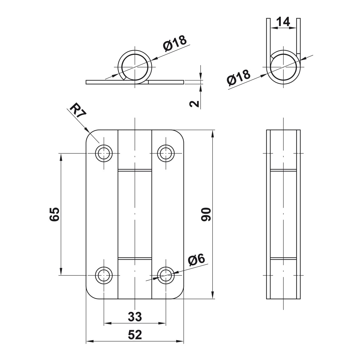 Amig, Overlap Hinge, 90 x 52 x 2 mm, with Spring, for Wooden Screens, Ideal for Public Bathroom Doors - Image 2