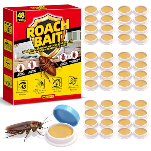 Nergallmo Cockroach Killer Indoor Home - 48 Packs Roach Elimination Gel Fast-Acting in Kitchens and...
