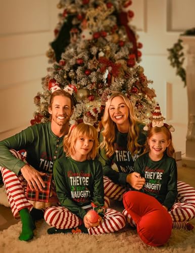 Ekouaer Family Christmas Pajamas Matching Sets Womens Mens Pjs Long Sleeve Sleepwear Holiday Lounge Sets