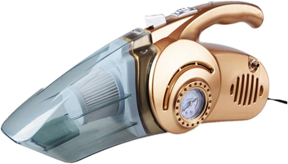 12v Wet Dry Car Vacuum Cleaner with Strong and Led Light Portable Handheld Auto Duster for Quick Liquid and Debris Removal Vehicles Gold