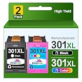 301XL cartouche d'encre Cartouche 301 XL Remplacement pour Cartouche hp 301 noir et couleur Remanufacturées pour HP 301 pack de 2 cartouches encre 301(L’emballage peut varier)