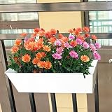 Yinhing 2 Pary Metalowych Wiszących Doniczek na Balustrady Zewnętrzne Duża Prostokątna Donica z Hakami Drenażowymi na Ganek Płot Balkonowy Biały (Duży)